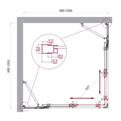 Душевой уголок без поддона хром 100x100см Belbagno LUCE-A-22-80+20-C-Cr