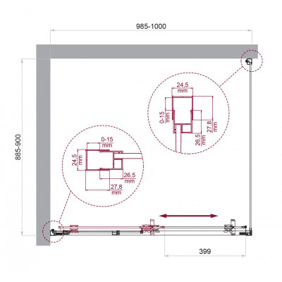 Душевой уголок без поддона хром 100x90см Belbagno LUCE-AH-1-100/90-C-Cr