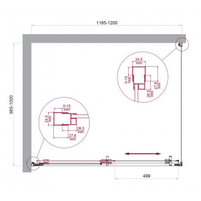 Душевой уголок без поддона хром 120x100см Belbagno LUCE-AH-1-120/100-C-Cr