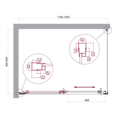Душевой уголок без поддона хром 120x90см Belbagno LUCE-AH-1-120/90-P-Cr