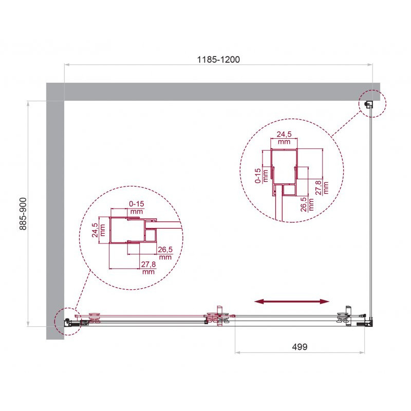 Душевой уголок без поддона хром 120x90см Belbagno LUCE-AH-1-120/90-P-Cr
