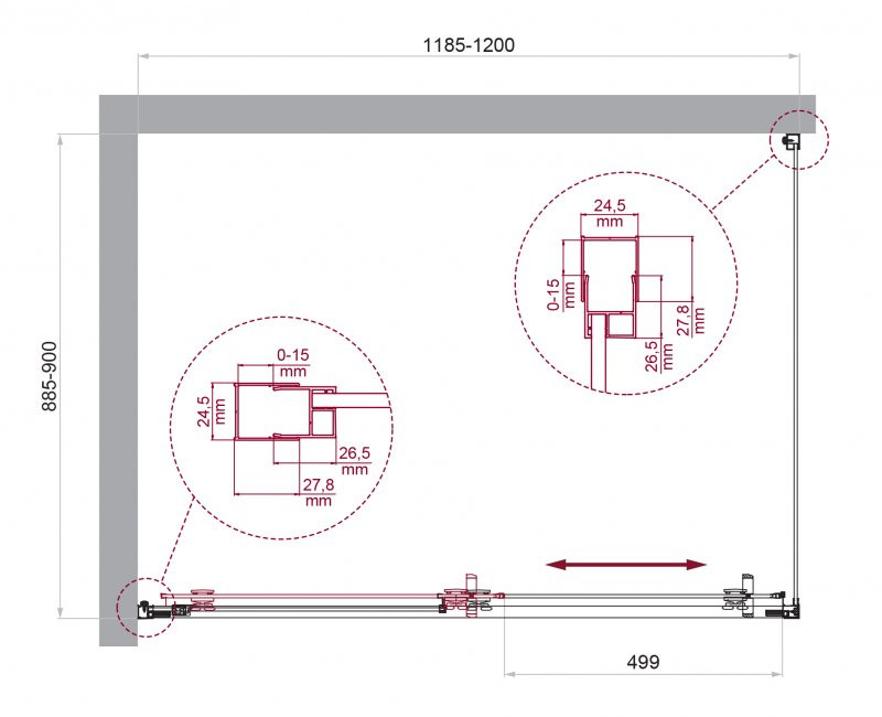Душевой уголок без поддона хром 120x90см Belbagno LUCE-AH-1-120/90-P-Cr