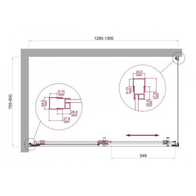 Душевой уголок без поддона хром 130x80см Belbagno LUCE-AH-1-130/80-C-Cr