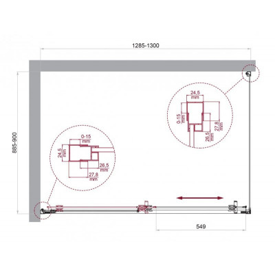 Душевой уголок без поддона хром 130x90см Belbagno LUCE-AH-1-130/90-C-Cr