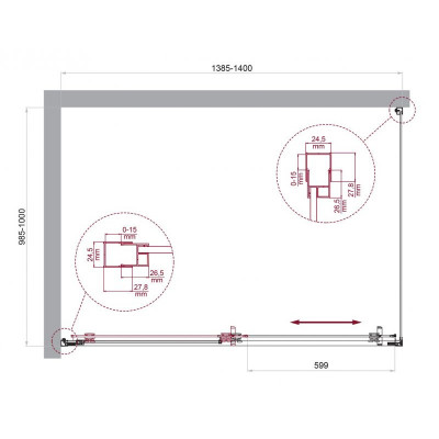 Душевой уголок без поддона хром 140x100см Belbagno LUCE-AH-1-140/100-C-Cr