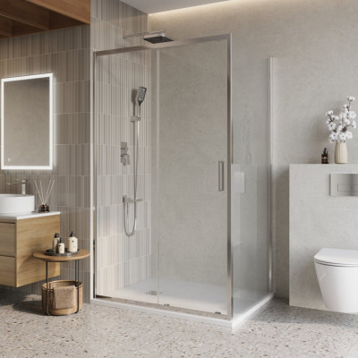 Душевой уголок без поддона хром 140x80см Belbagno LUCE-AH-1-140/80-C-Cr