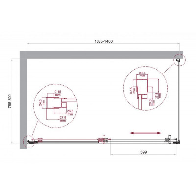 Душевой уголок без поддона хром 140x80см Belbagno LUCE-AH-1-140/80-C-Cr