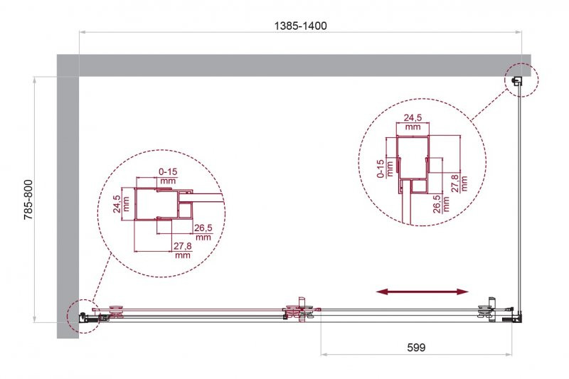 Душевой уголок без поддона хром 140x80см Belbagno LUCE-AH-1-140/80-C-Cr