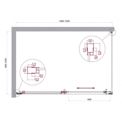 Душевой уголок без поддона хром 150x100см Belbagno LUCE-AH-1-150/100-C-Cr