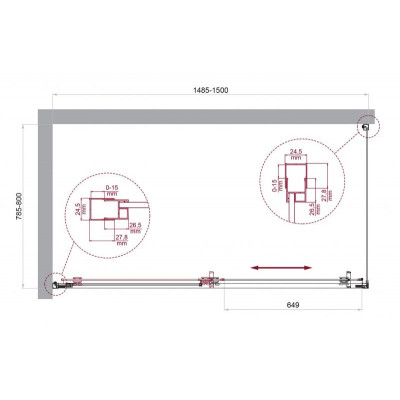 Душевой уголок без поддона хром 150x80см Belbagno LUCE-AH-1-150/80-C-Cr