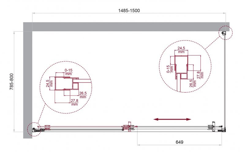 Душевой уголок без поддона хром 150x80см Belbagno LUCE-AH-1-150/80-C-Cr