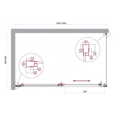 Душевой уголок без поддона хром 150x90см Belbagno LUCE-AH-1-150/90-C-Cr