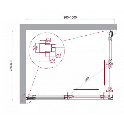 Душевой уголок без поддона хром 100x80см Belbagno LUCE-AH-2-100/80-P-Cr