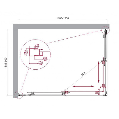 Душевой уголок без поддона хром 120x90см Belbagno LUCE-AH-2-120/90-C-Cr