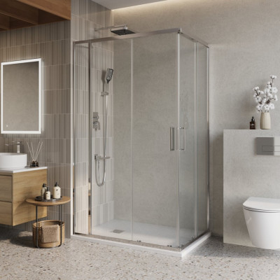 Душевой уголок без поддона хром 100x80см Belbagno LUCE-AH-21-100/80-C-Cr