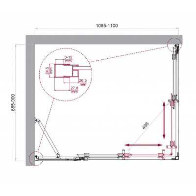 Душевой уголок без поддона хром 110x90см Belbagno LUCE-AH-21-110/90-P-Cr