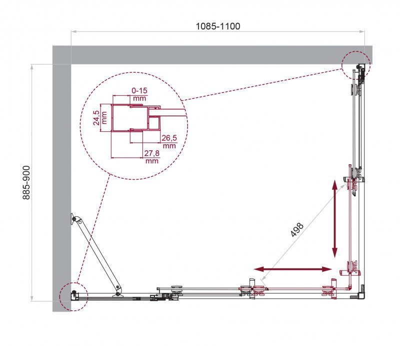 Душевой уголок без поддона хром 110x90см Belbagno LUCE-AH-21-110/90-P-Cr