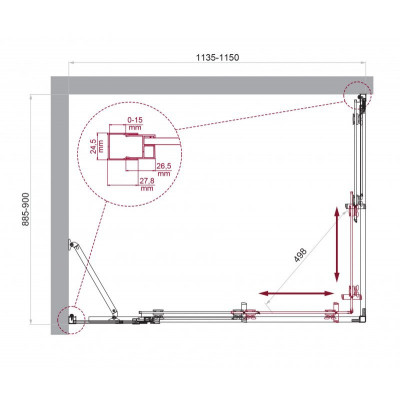 Душевой уголок без поддона хром 115x90см Belbagno LUCE-AH-21-115/90-C-Cr