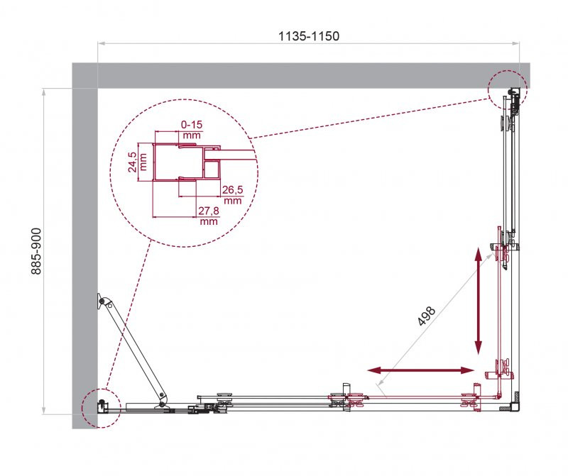 Душевой уголок без поддона хром 115x90см Belbagno LUCE-AH-21-115/90-C-Cr