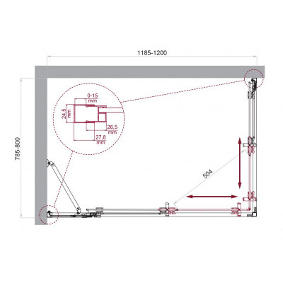 Душевой уголок без поддона хром 120x80см Belbagno LUCE-AH-21-120/80-P-Cr