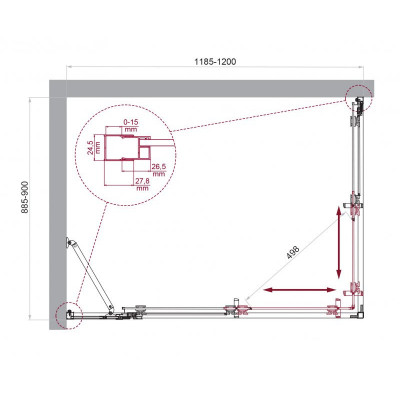 Душевой уголок без поддона хром 120x90см Belbagno LUCE-AH-21-120/90-C-Cr