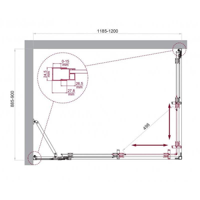 Душевой уголок без поддона хром 120x90см Belbagno LUCE-AH-21-120/90-C-Cr