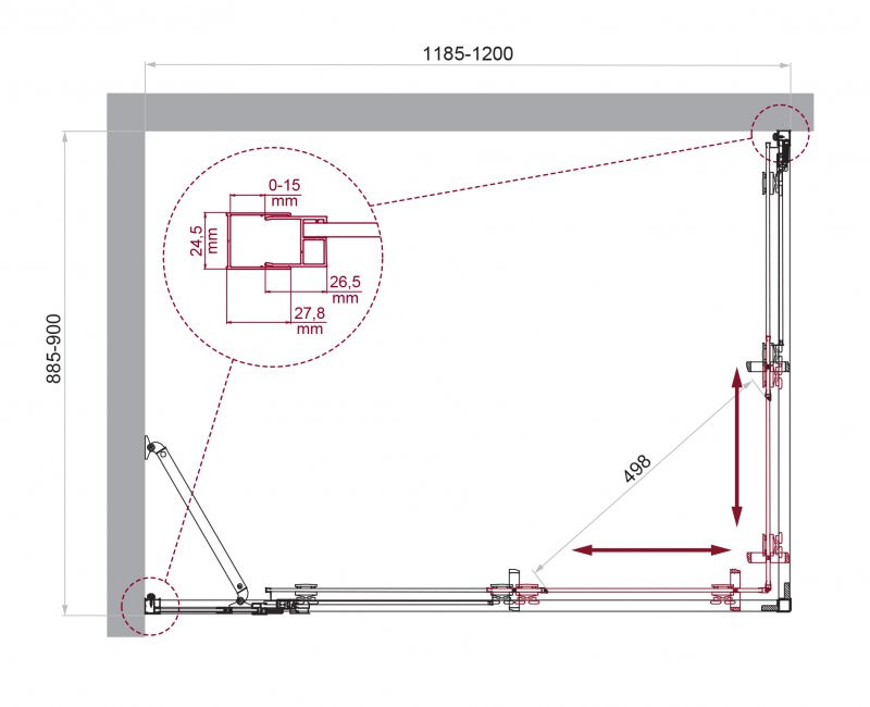 Душевой уголок без поддона хром 120x90см Belbagno LUCE-AH-21-120/90-C-Cr