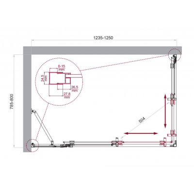 Душевой уголок без поддона хром 125x80см Belbagno LUCE-AH-21-125/80-C-Cr