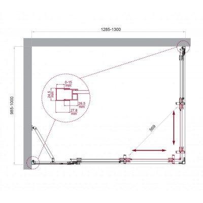 Душевой уголок без поддона хром 130x100см Belbagno LUCE-AH-21-130/100-C-Cr
