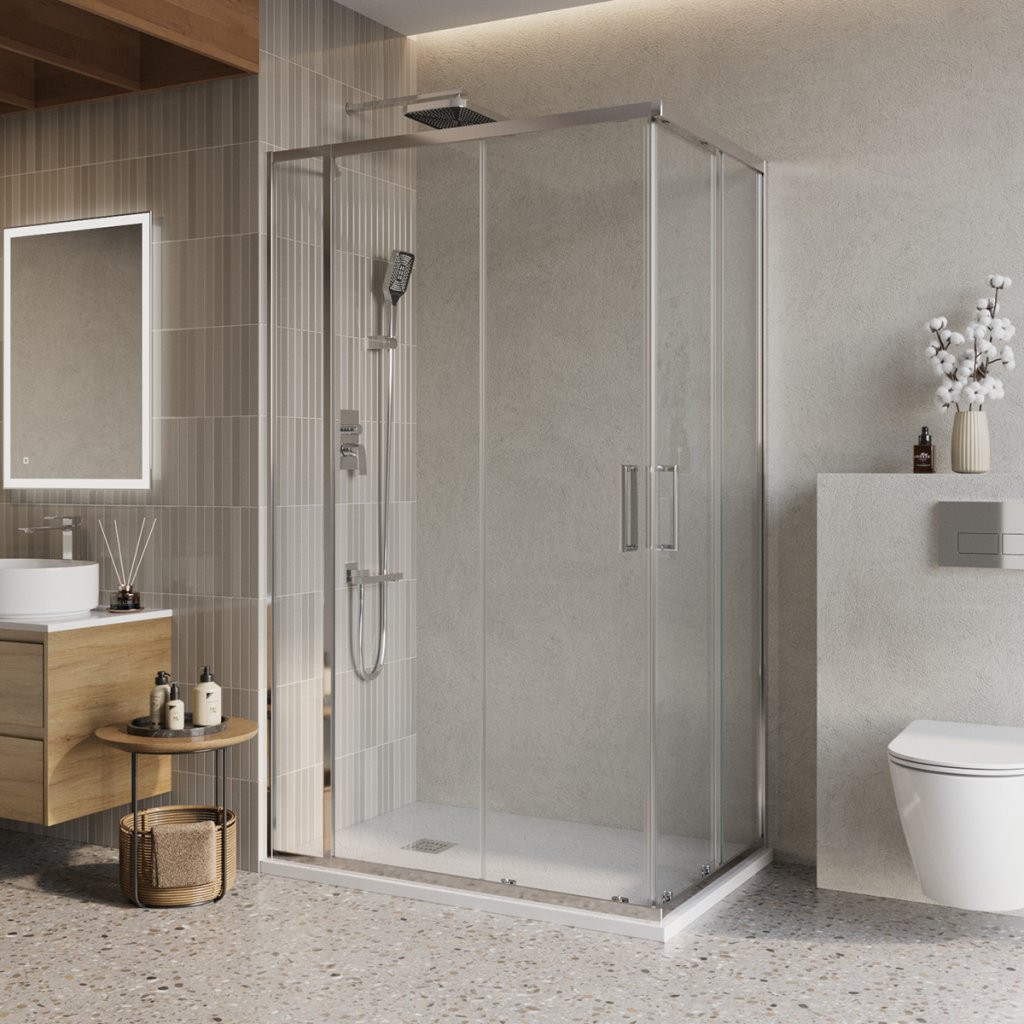 Душевой уголок без поддона хром 140x90см Belbagno LUCE-AH-21-140/90-C-Cr