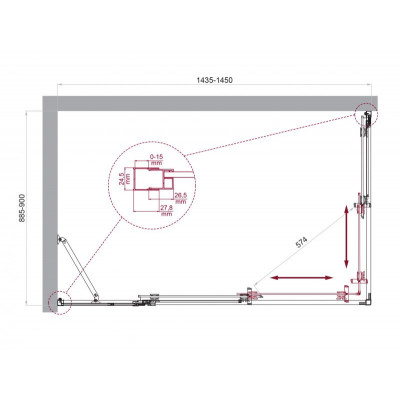 Душевой уголок без поддона хром 145x90см Belbagno LUCE-AH-21-145/90-C-Cr