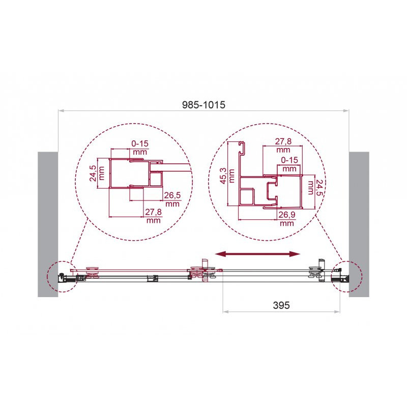 Душевая дверь хром 100x195см Belbagno LUCE-BF-1-100-C-Cr