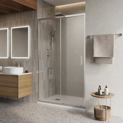 Душевая дверь профиль хром прозрачное стекло 120x195см Belbagno LUCE-BF-1-120-C-Cr