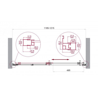 Душевая дверь профиль хром прозрачное стекло 120x195см Belbagno LUCE-BF-1-120-C-Cr