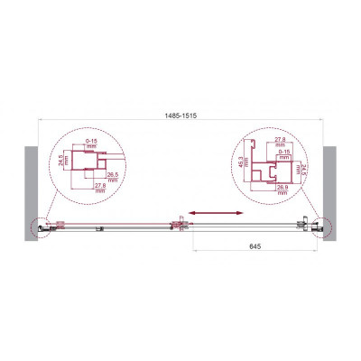Душевая дверь профиль хром прозрачное стекло 150x195см Belbagno LUCE-BF-1-150-C-Cr
