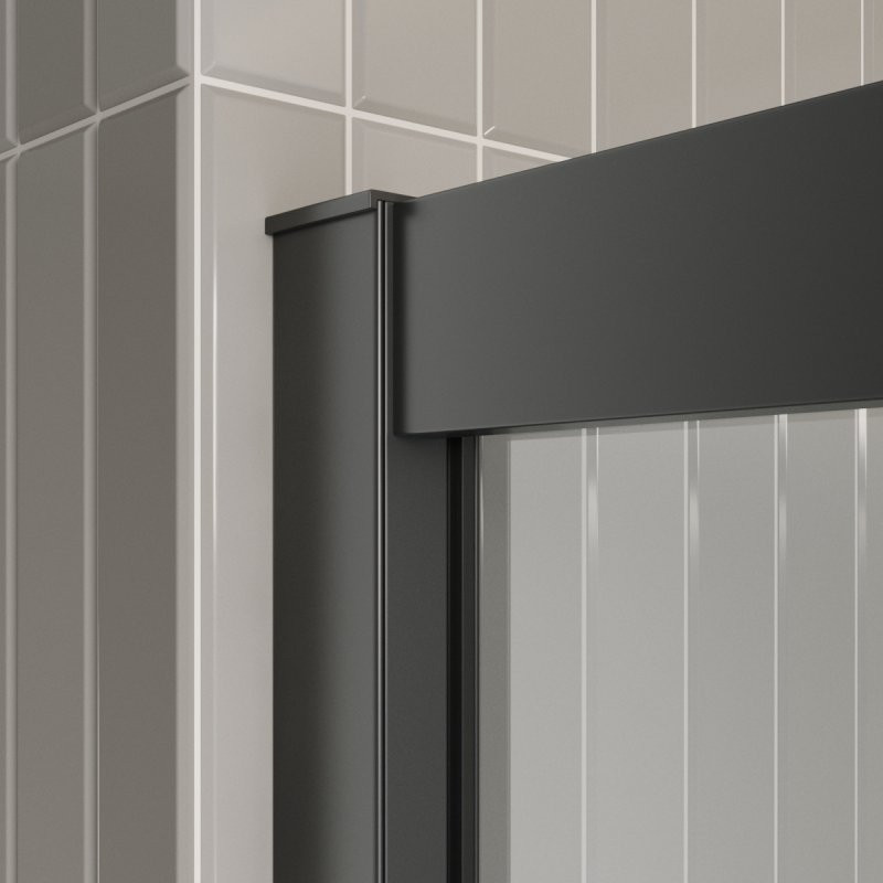 Душевая дверь профиль черный прозрачное стекло 120x195см Belbagno LUCE-BF-1-120-C-NERO