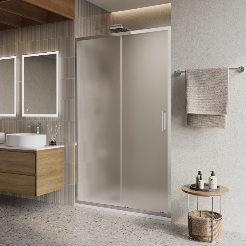 Душевая дверь профиль хром матовое стекло 120x195см Belbagno LUCE-BF-1-120-P-Cr