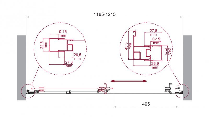 Душевая дверь профиль хром матовое стекло 120x195см Belbagno LUCE-BF-1-120-P-Cr