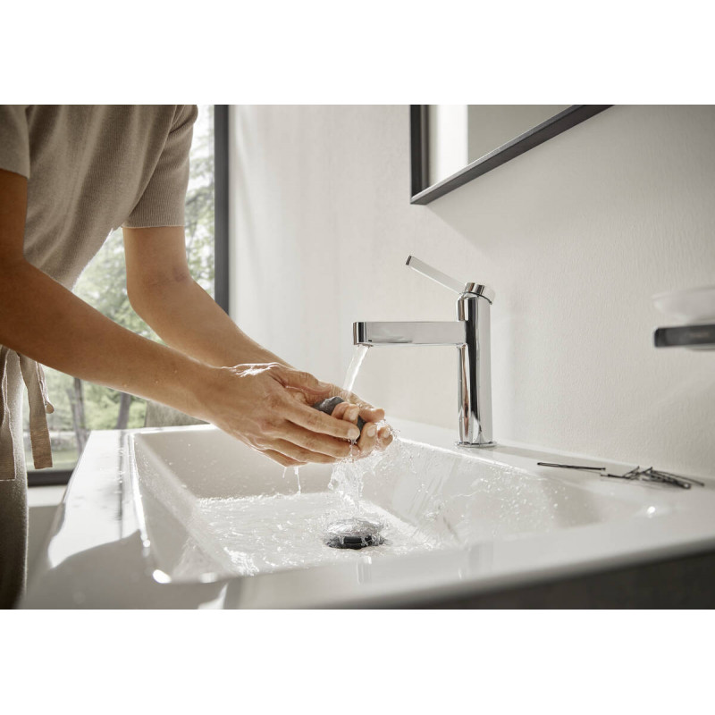 Смеситель для раковины Hansgrohe Finoris 110 с донным клапаном PushOpen глянцевый хром
