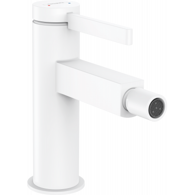 Смеситель для биде однорычажный Hansgrohe Finoris с донным клапаном PushOpen, матовый белый