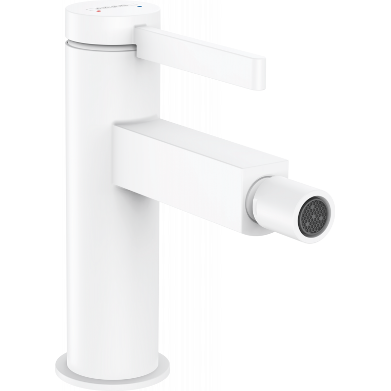 Смеситель для биде однорычажный Hansgrohe Finoris с донным клапаном PushOpen, матовый белый