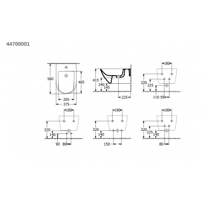 Биде подвесное  375x560мм Villeroy & Boch Subway 3.0 с отверстием под смеситель, Альпийский белый, 44700001