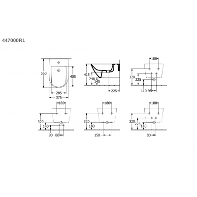 Биде подвесное  375x560мм Villeroy & Boch Subway 3.0 с отверстием под смеситель, Альпийский белый, 44700001