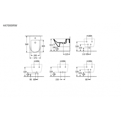 Биде подвесное  375x560мм Villeroy & Boch Subway 3.0 с отверстием под смеситель, Альпийский белый, 44700001