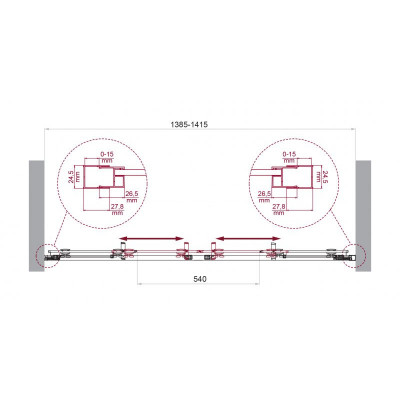 Душевая дверь профиль хром прозрачное стекло 140x195см Belbagno LUCE-BF-2-140-C-Cr