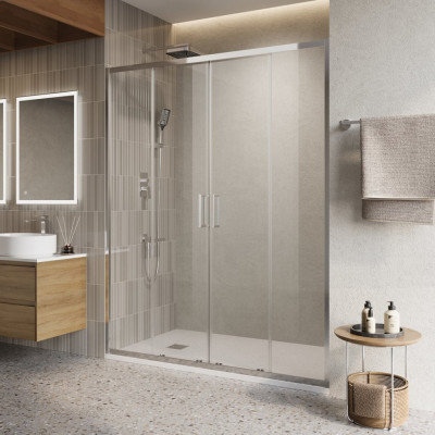 Душевая дверь профиль хром прозрачное стекло 150x195см Belbagno LUCE-BF-2-150-C-Cr