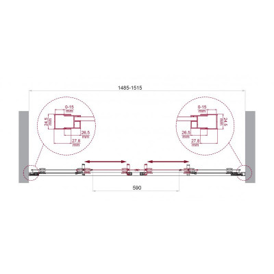 Душевая дверь профиль хром прозрачное стекло 150x195см Belbagno LUCE-BF-2-150-C-Cr