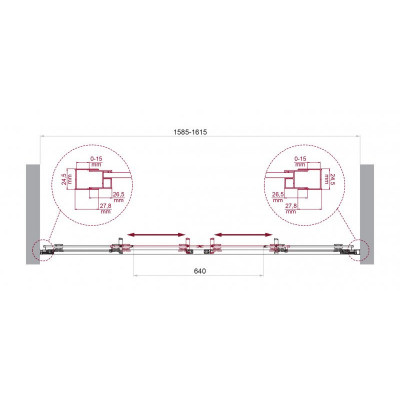 Душевая дверь профиль хром прозрачное стекло 160x195см Belbagno LUCE-BF-2-160-C-Cr