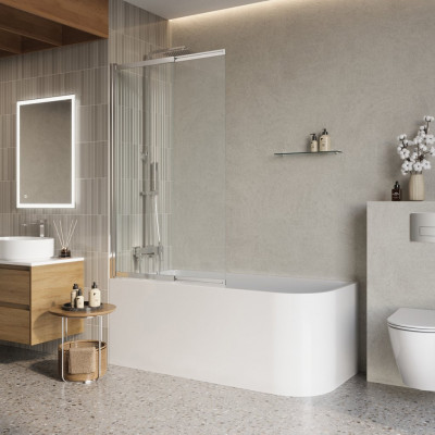 Душевая шторка профиль хром прозрачное стекло 100x145см Belbagno LUCE-VF-11-100/145-C-Cr