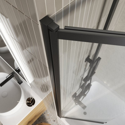 Душевая шторка профиль черный прозрачное стекло 80x145см Belbagno LUCE-VF-11-80/145-C-NERO